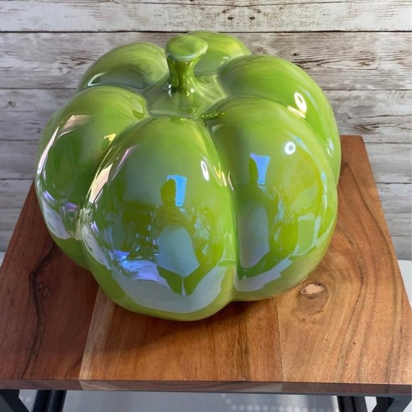 Rae Dunn POISON Pumpkin iridescent green - Picture 2 of 4